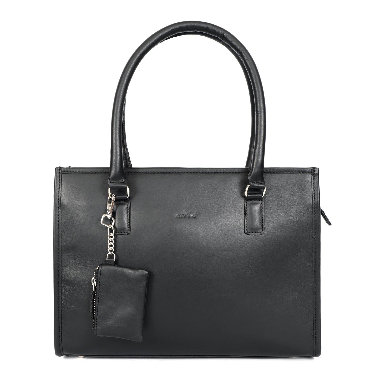 Premium Black Genuine Leather Tote Bag for Women | Spacious Work, Travel & Office Handbag | Stylish Shoulder Bag with Sling Strap