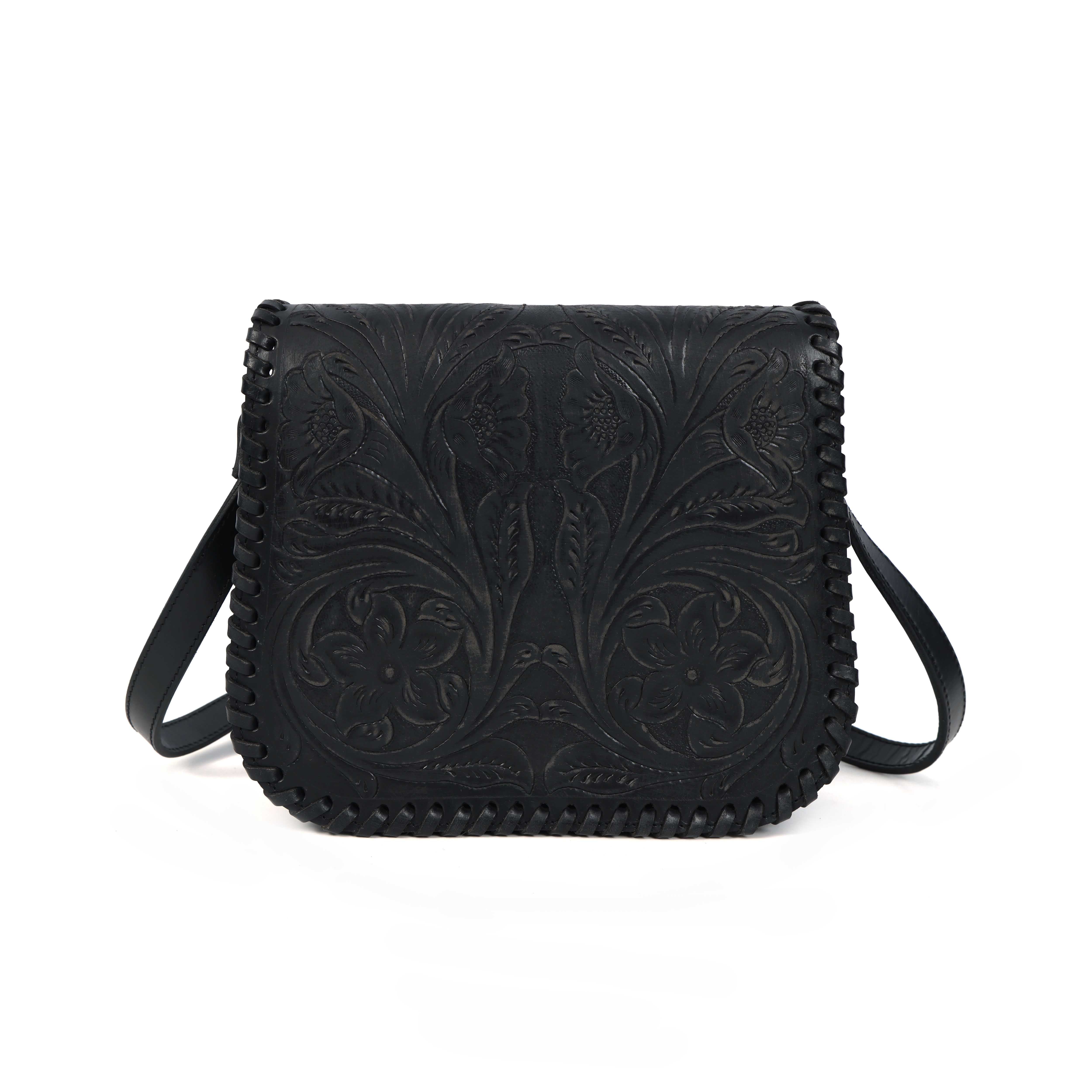 Hand-Carved Leather Sling Bag  Artisan Craftsmanship & Timeless Style. BG-1615