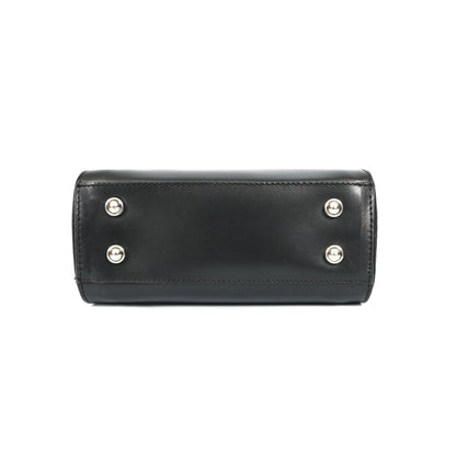 Genuine Leather Black Structured Handbag | Classic Top Handle Purse for Women