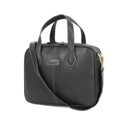 Premium Export Quality Black Leather Messenger with Adjustable Shoulder Strap & Inner Zip Pockets