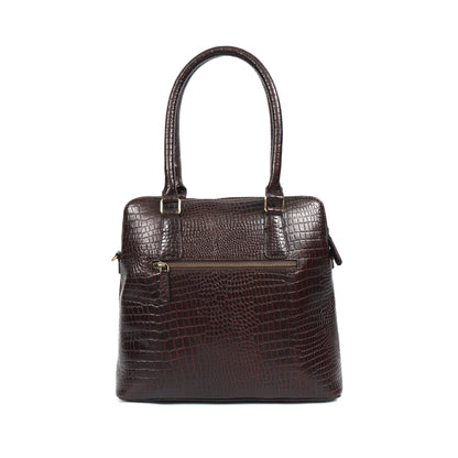 Genuine Leather Croc-Embossed Handbag Elegant Shoulder Tote for Women