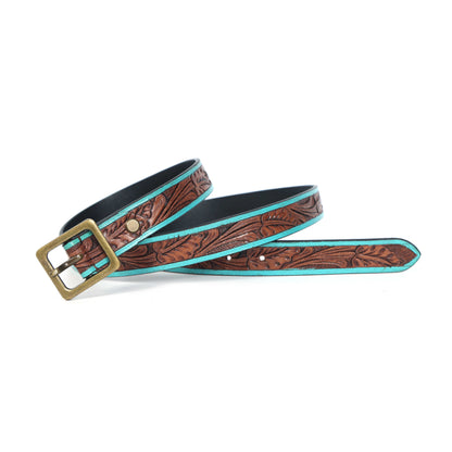 Hand-Carved Leather Belt – Stylish and Unique Handmade Design for Men and Women. LB-839