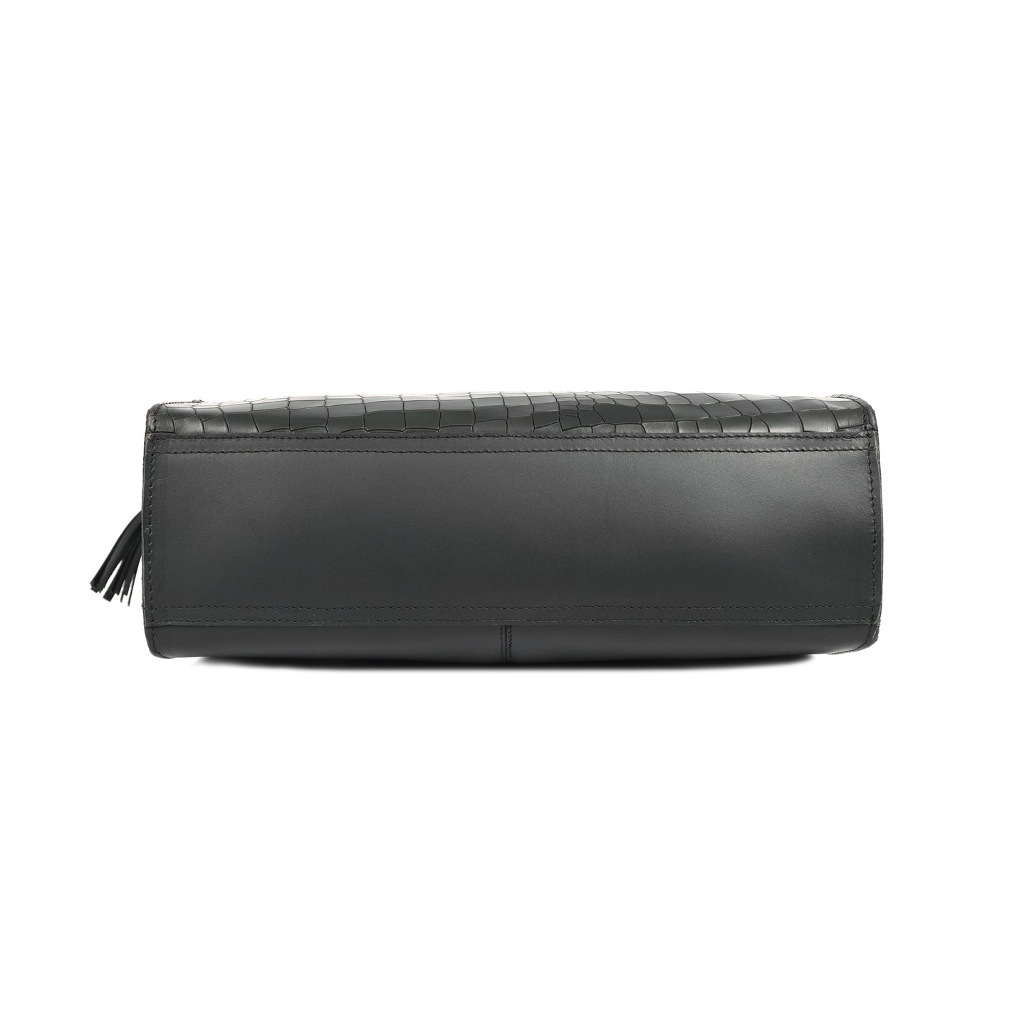Genuine Leather Black Structured Handbag | Elegant Top Handle Purse