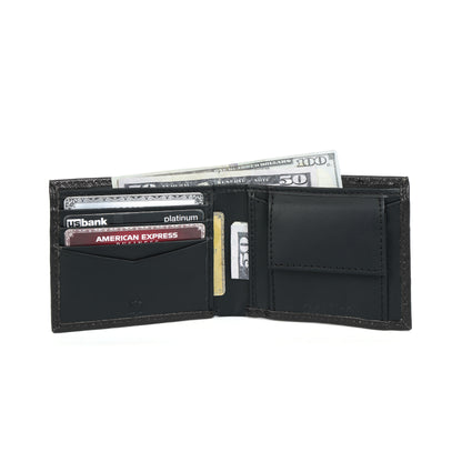 Premium  Genuine Leather Bi-Fold Wallet with Flip ID Window & Coin Pocket