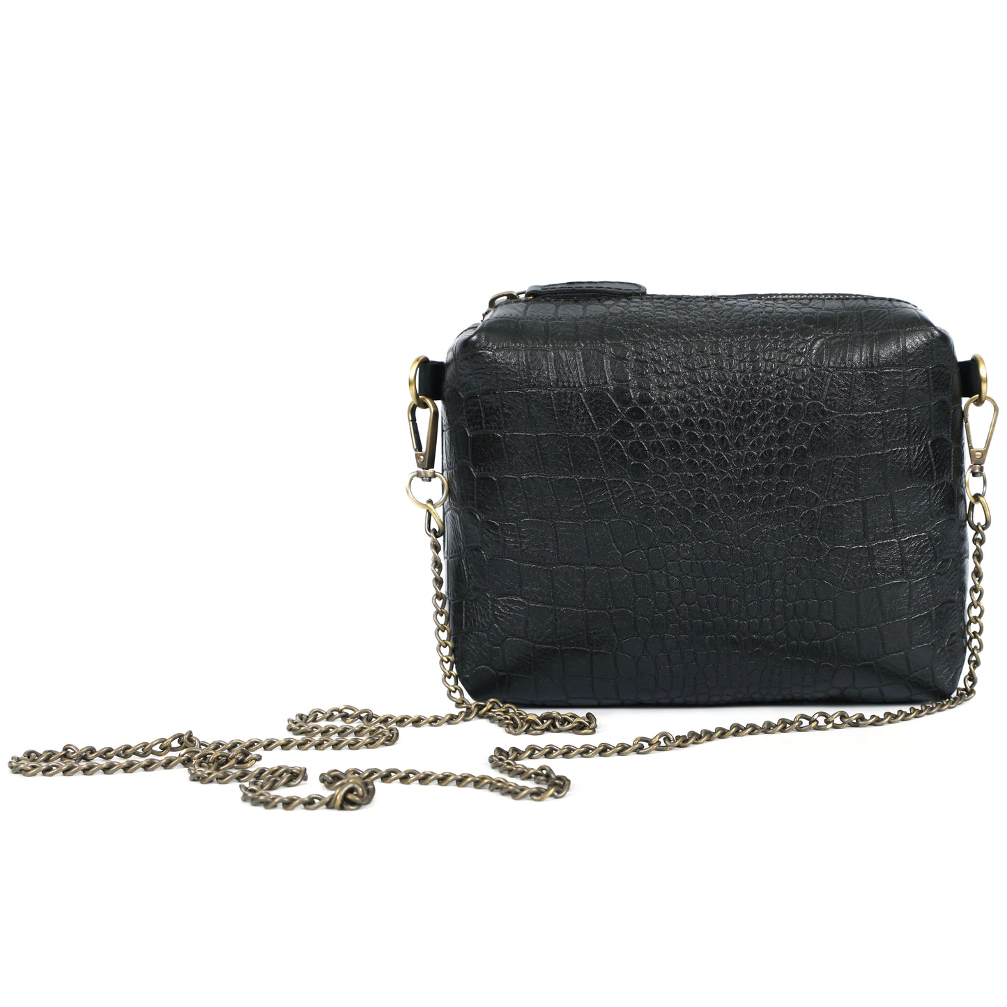 Black Croc-Textured 4-Piece Handbag Combo Set for Women