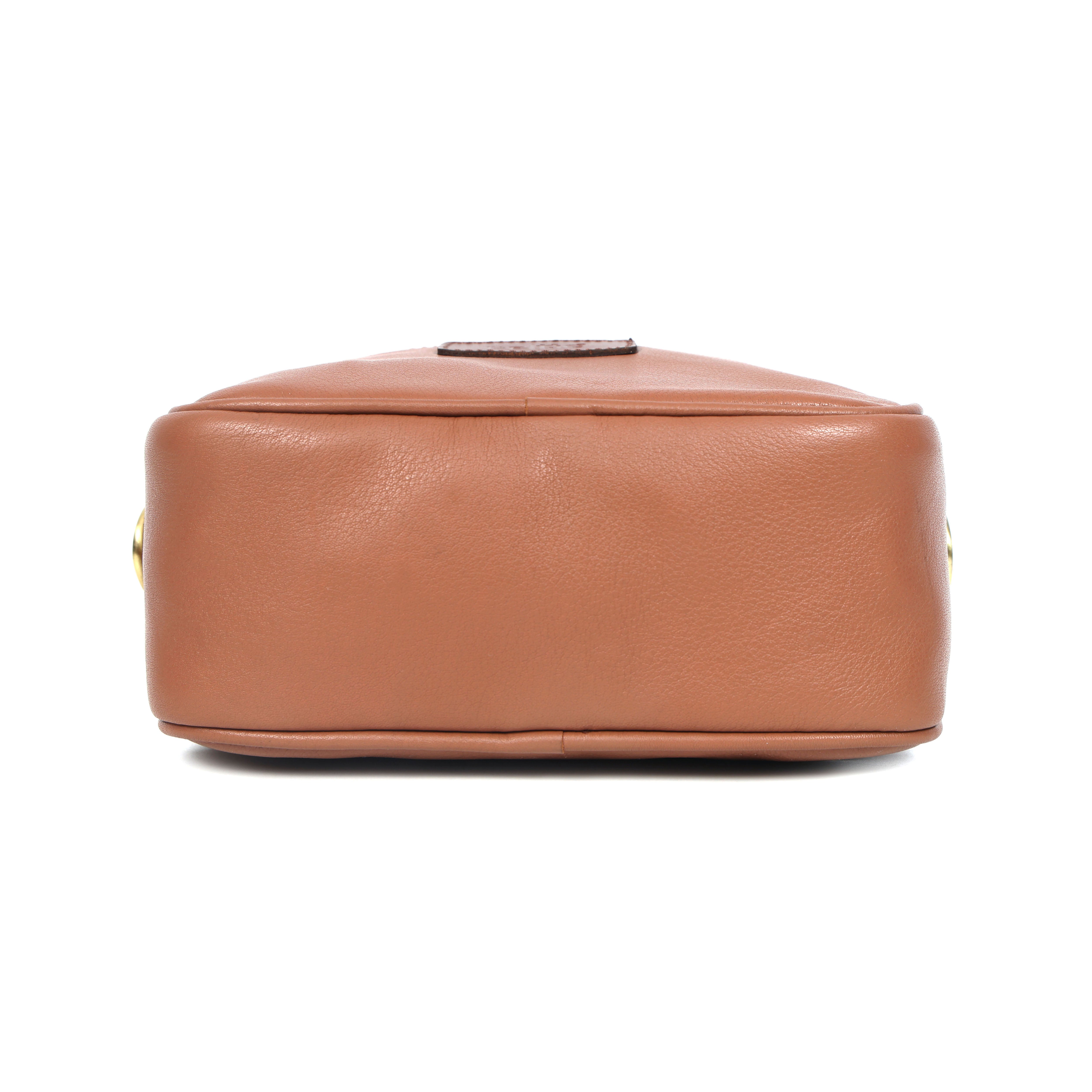 Premium Export Leather Compact Crossbody Bag | Multiple Zip Pockets & Adjustable Strap