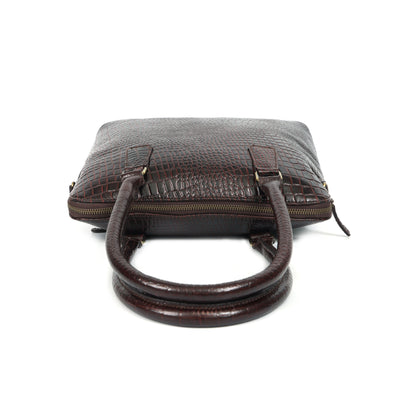 Genuine Leather Croc-Embossed Handbag Elegant Shoulder Tote for Women