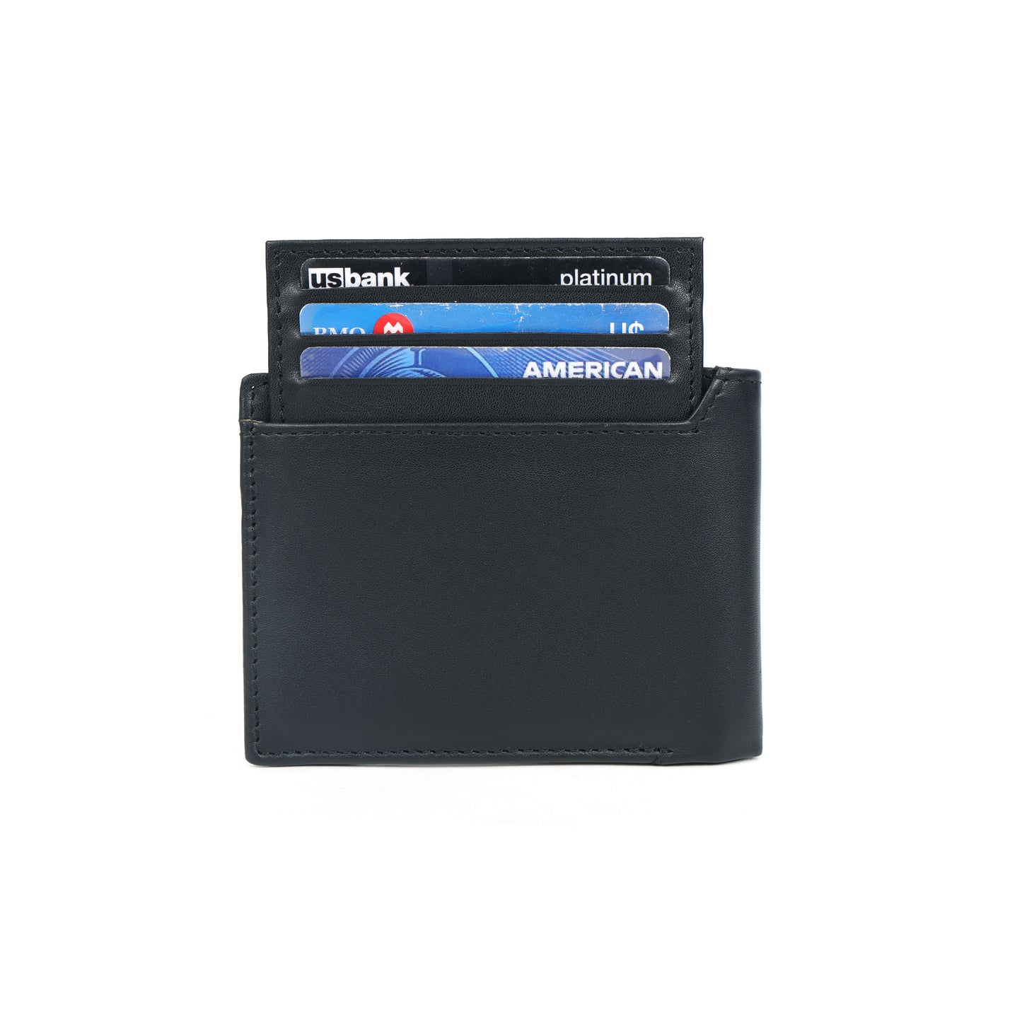 Men’s Black Bi-Fold Wallet with Visible Card Slots Art: LA-1436