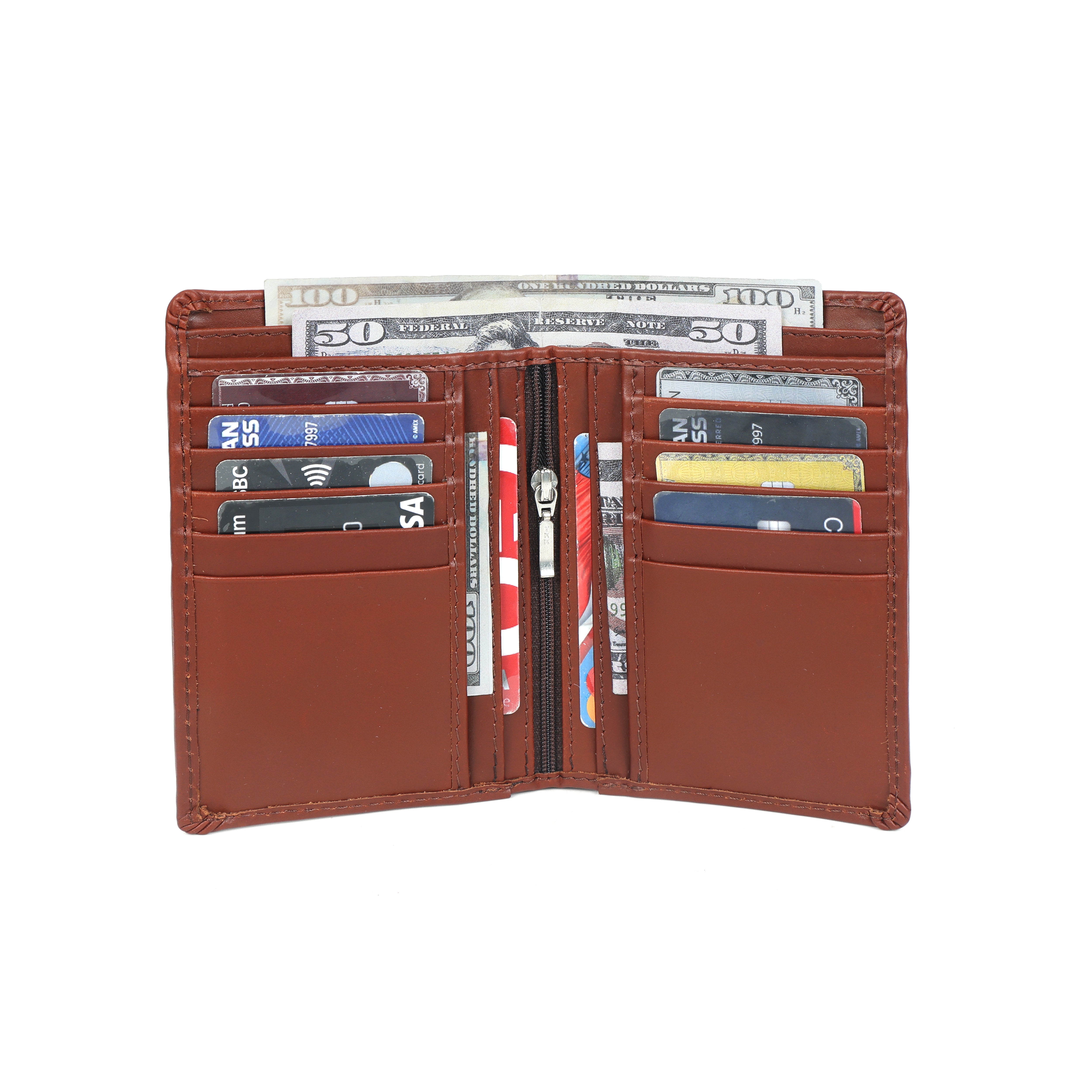 Premium Leather Card  Holder with Zipper Pocket