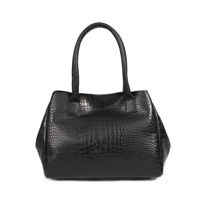 Genuine Leather Croc-Embossed Black Satchel | Designer Style Tote for Women Art:-BG-1655