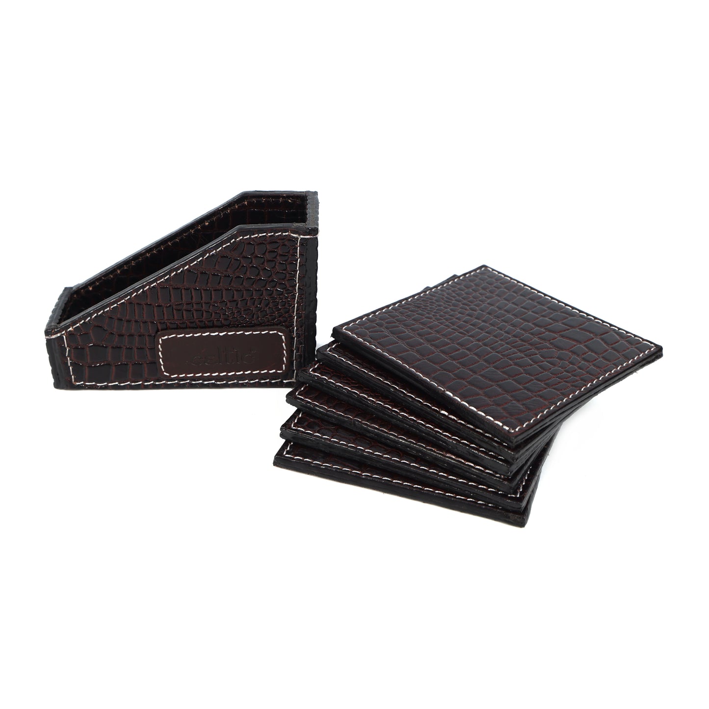 Premium Leather Square Coasters for Office Use – Stylish & Functional Desk Accessory, Art:-LA-C02