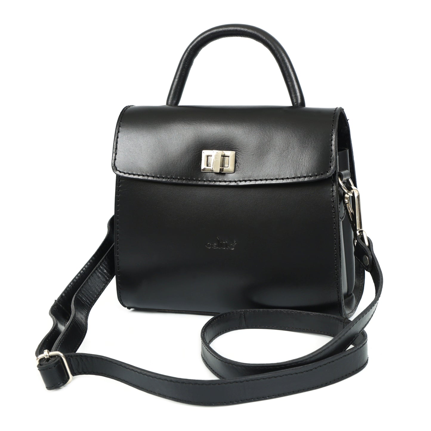 Premium Structured Leather Handbag with Top Handle & Crossbody Strap