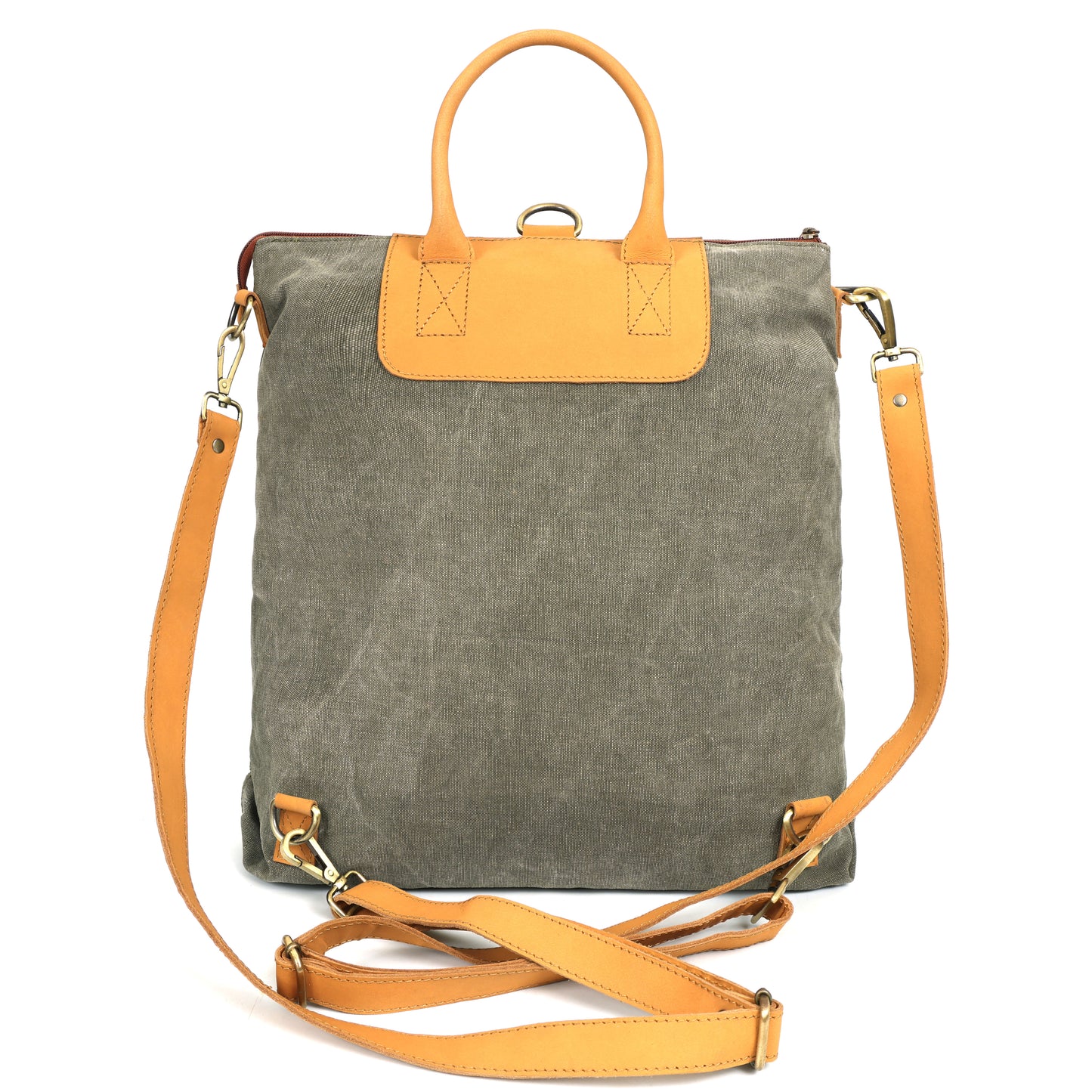Genuine Leather Grey & Tan Backpack | Stylish Convertible Shoulder Bag for Unisex