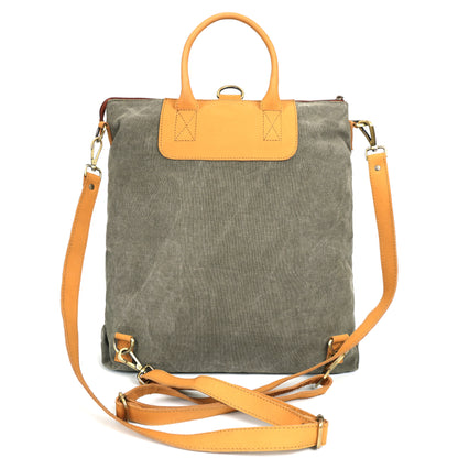 Genuine Leather Grey & Tan Backpack | Stylish Convertible Shoulder Bag for Unisex