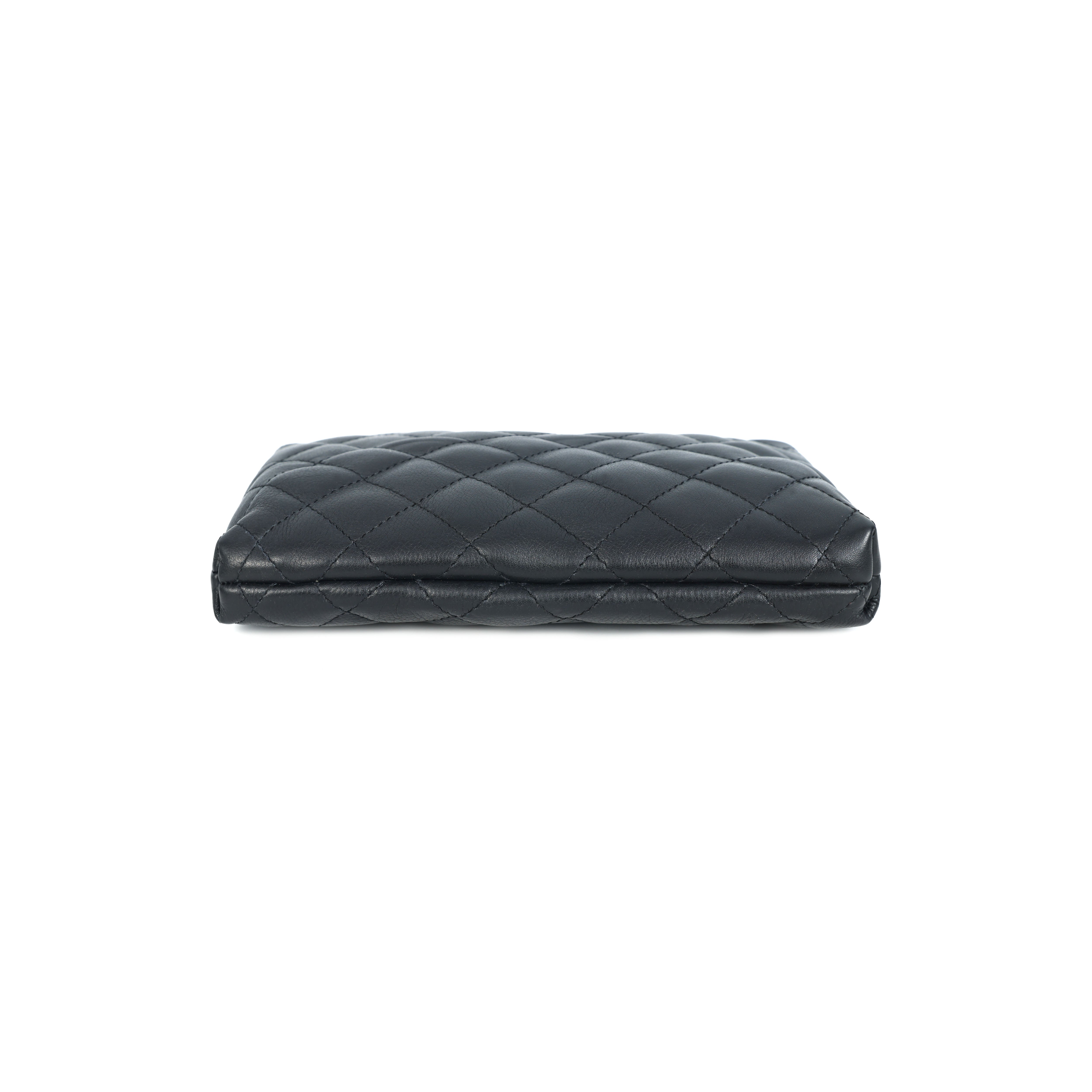 Elegant Quilted Black Leather Clutch Chic Evening & Party Essential