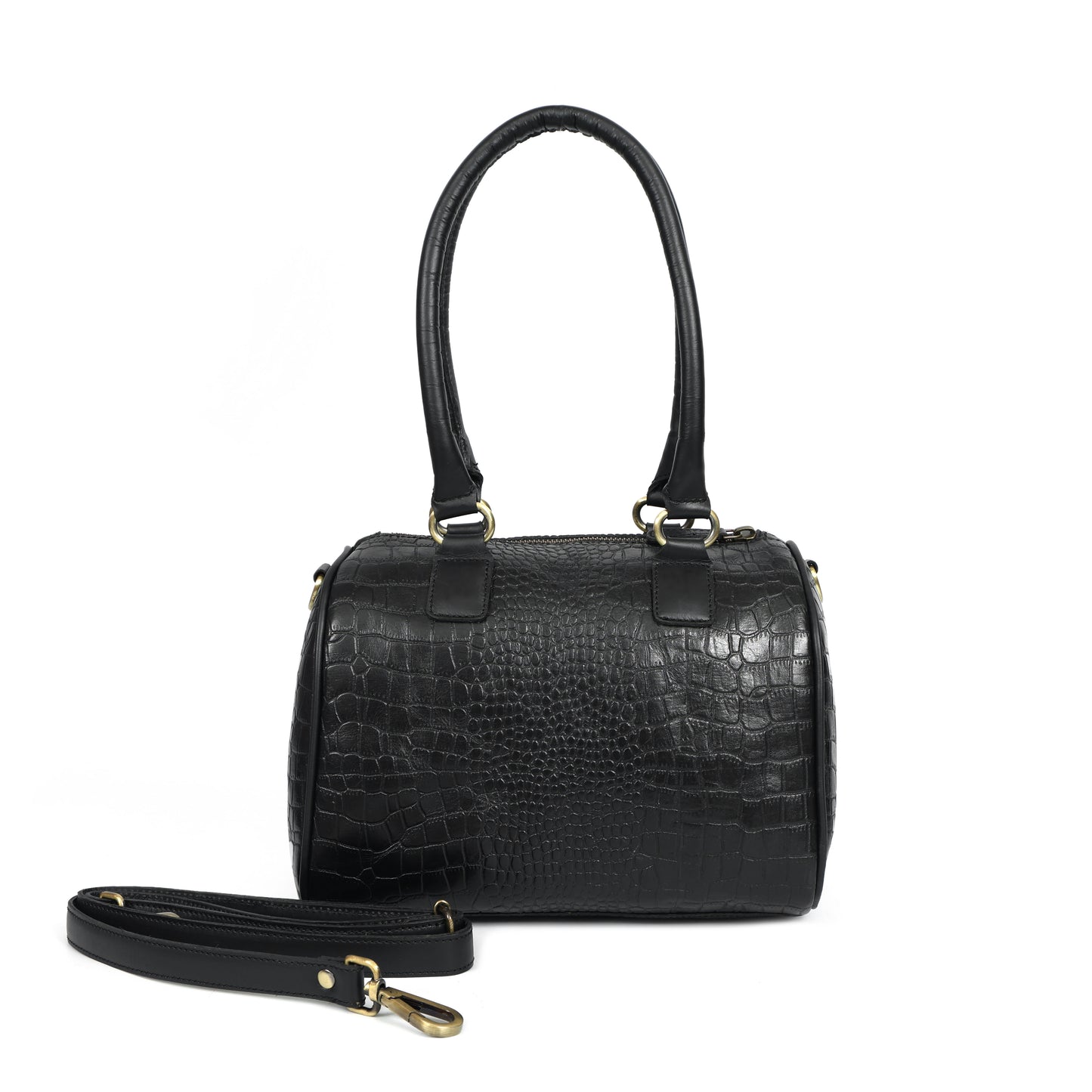 Black Croc-Textured 4-Piece Handbag Combo Set for Women