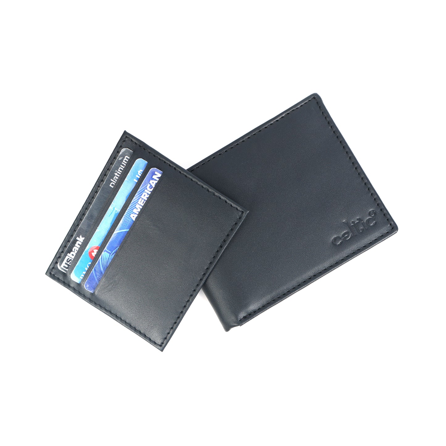 Men’s Black Bi-Fold Wallet with Visible Card Slots Art: LA-1436