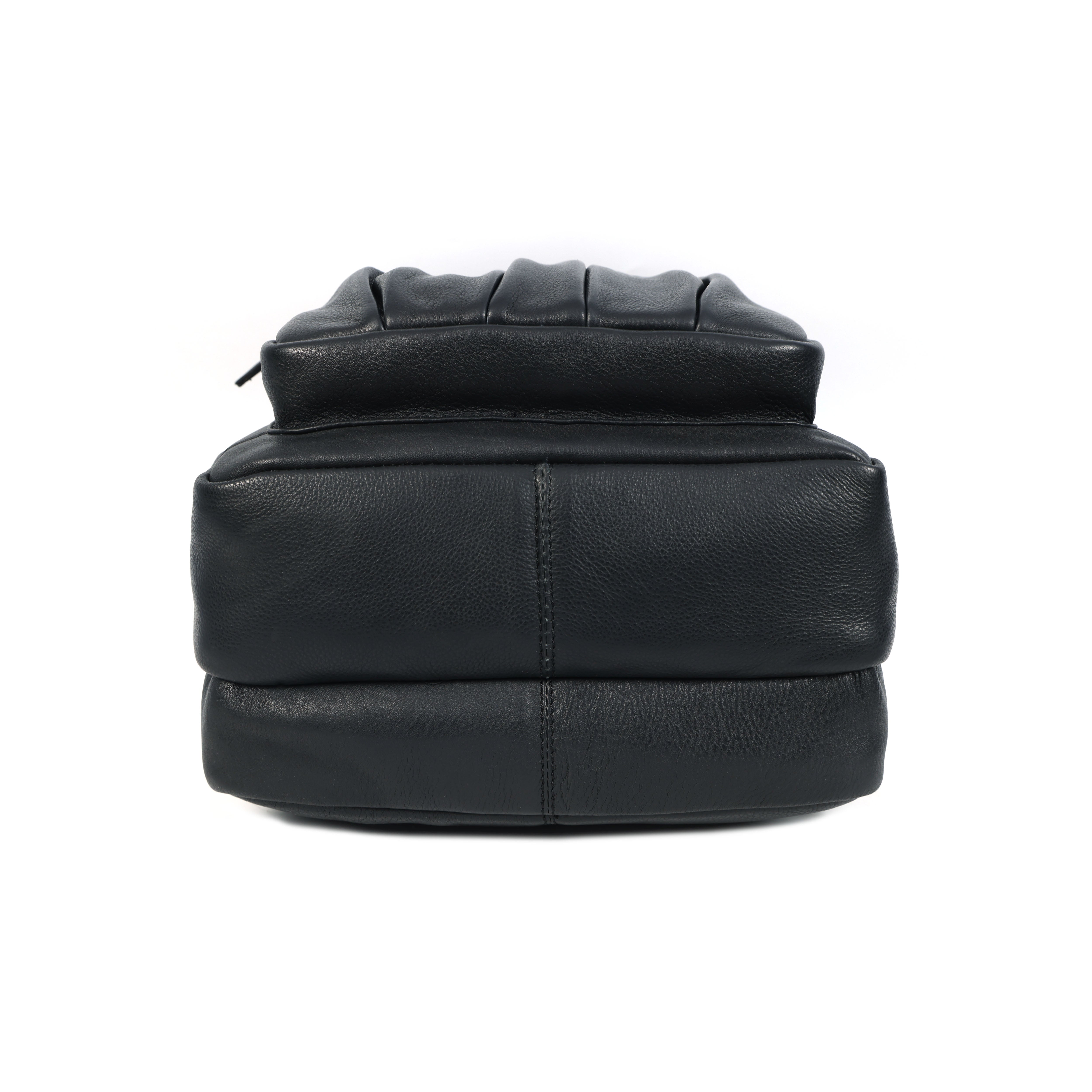 Premium Genuine Leather Multi-Zip Backpack with Padded Straps & Organizer Pockets