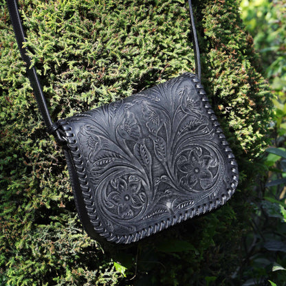 Hand-Carved Leather Sling Bag – Artisan Craftsmanship & Timeless Style. BG-1615