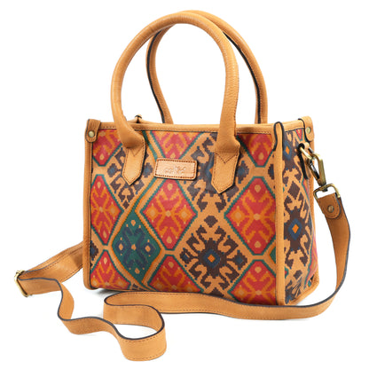Genuine Leather 3-Piece Ethnic Pattern Bag Combo Set | Tote, Sling & Wallet