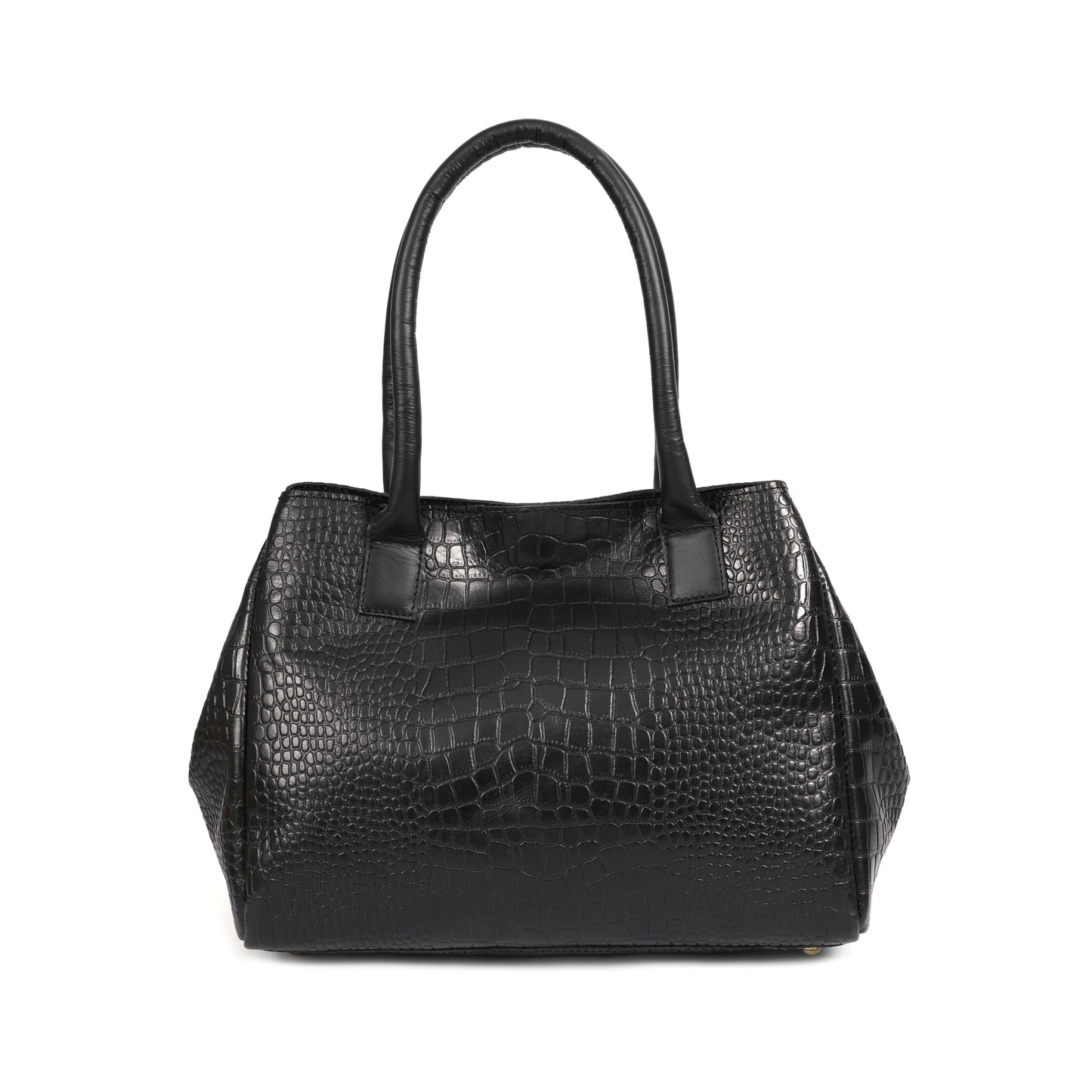 Black Croc-Textured 4-Piece Handbag Combo Set for Women
