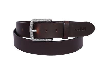 Celtic Brown Leather Belt With Silver Buckle - CELTICINDIA