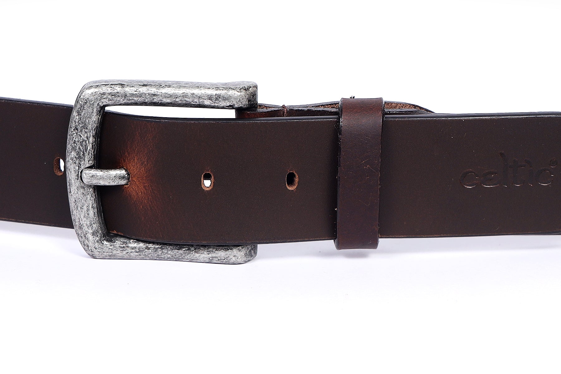 Celtic Brown Leather Belt With Silver Buckle - CELTICINDIA