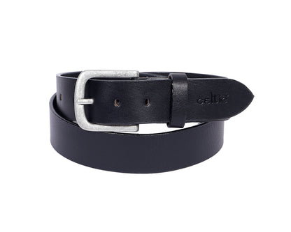 Celtic Black Premium Leather Belt With Silver Buckle - CELTICINDIA