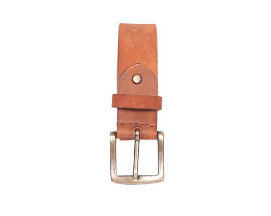 Celtic Premium Light Brown Leather Belt With Golden Buckle - CELTICINDIA