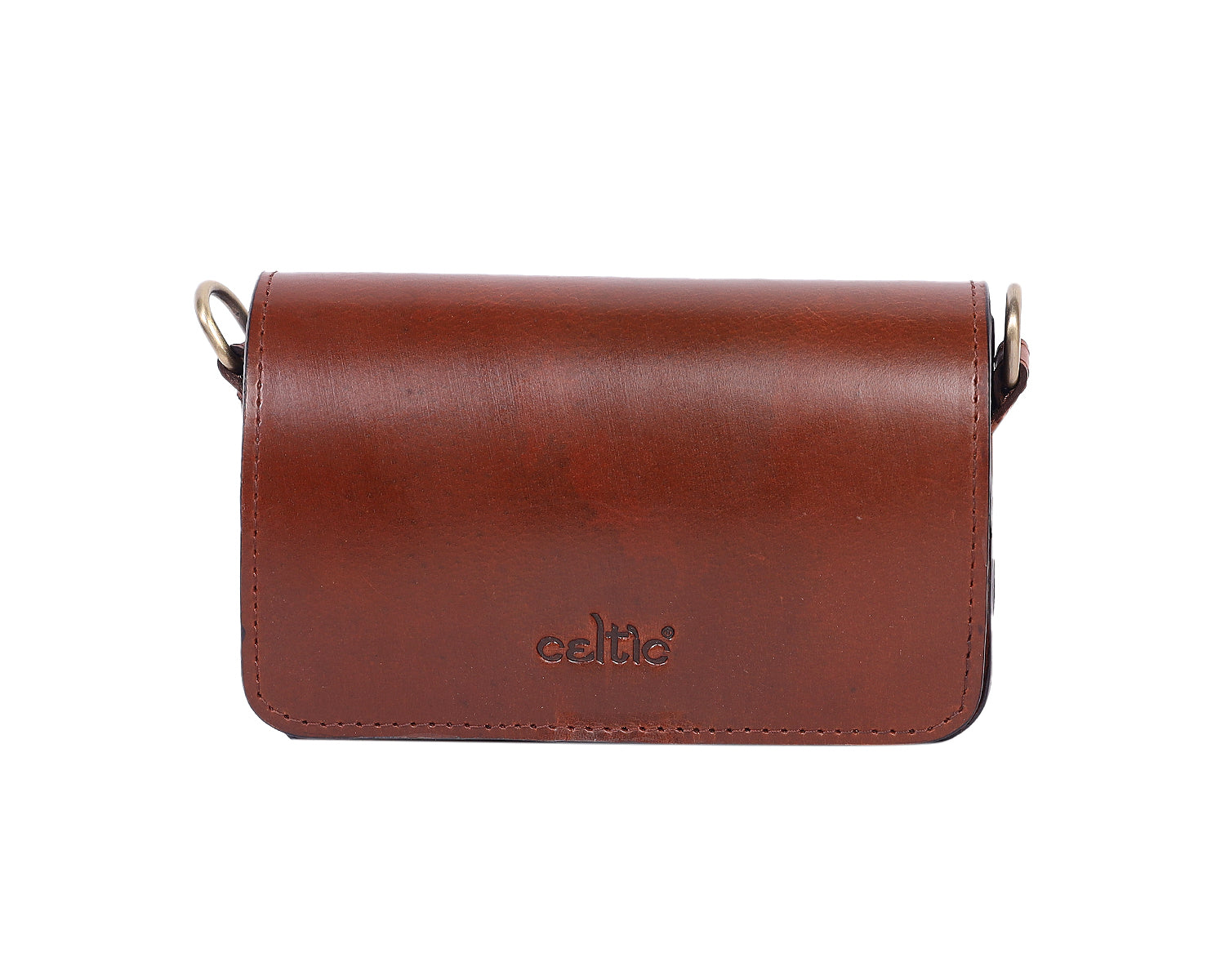 Compact Genuine Leather Triple-Compartment Sling Clutch