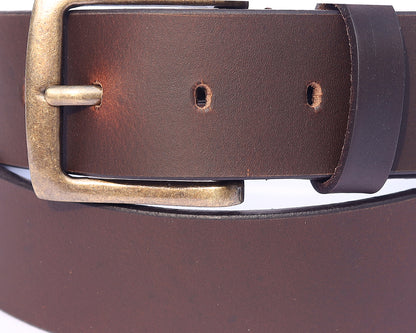 Celtic Brown Leather Belt With Golden Buckle - CELTICINDIA