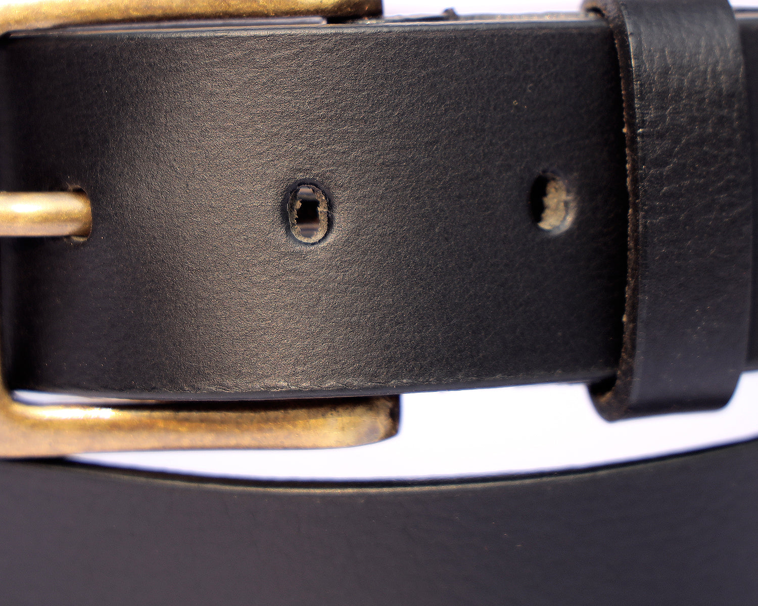 Unisex Genuine Leather Black Waist Accessory Antique Metal Buckle Formal Casual Wear