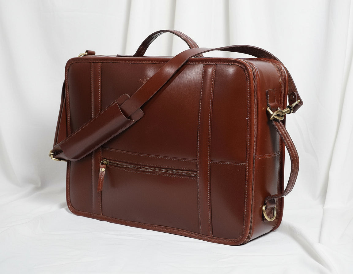 Premium Full-Grain Leather DSLR Camera Messenger & Travel Photography Bag