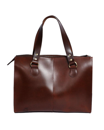 Celtic brown color pure leather tote bag for office use - CELTICINDIA