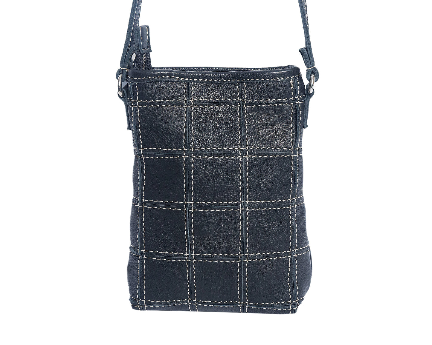 Elegance Redefined: Black Leather Sling Bag with White Stitching. - CELTICINDIA