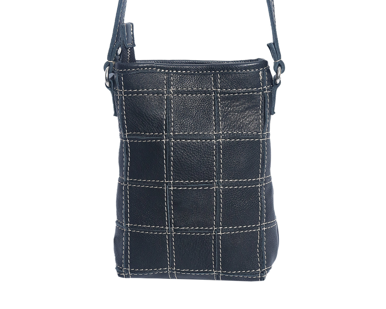 Elegance Redefined: Black Leather Sling Bag with White Stitching. - CELTICINDIA