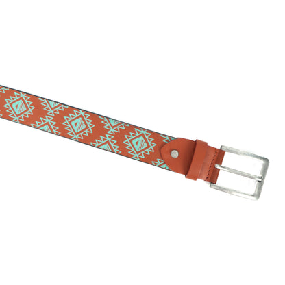 Men's Brown Printed Leather Belt with Polished Silver Buckle – Stylish & Durable.LB-891