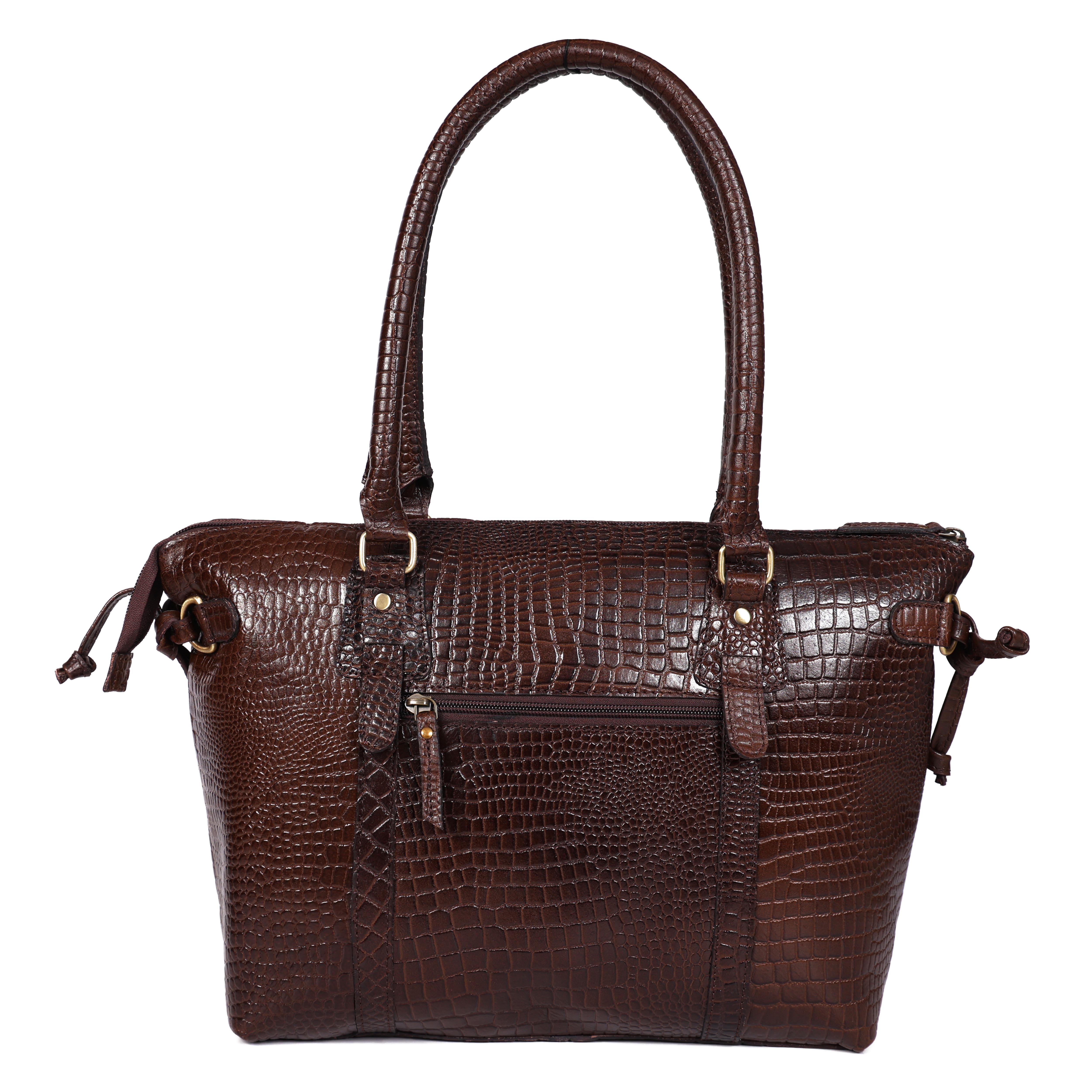 Premium Textured Leather Tote Bag with Zip Closure, Dual Handles & Organized Interior