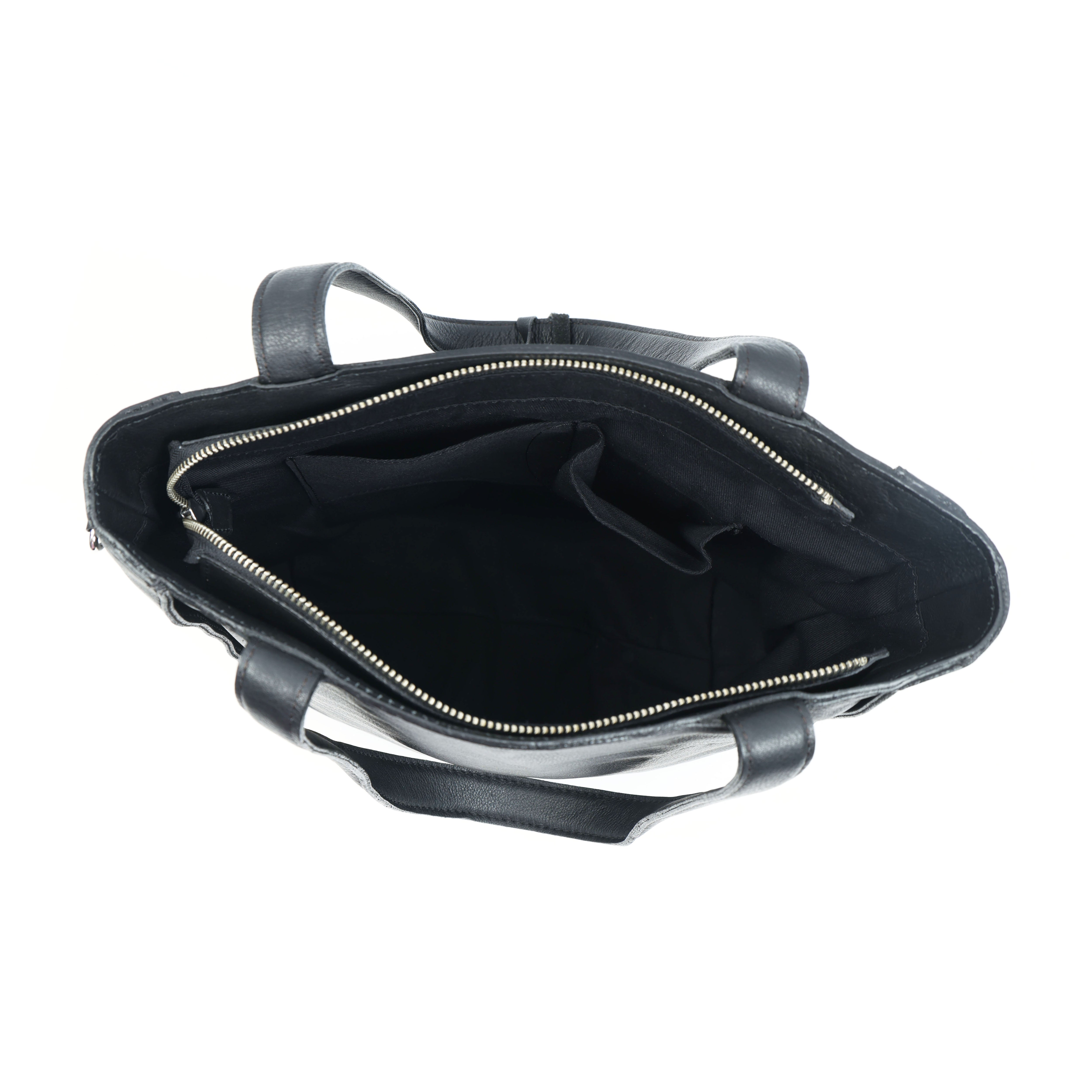 Premium Export Leather Tote Bag with Zip Closure & Detachable Shoulder Strap