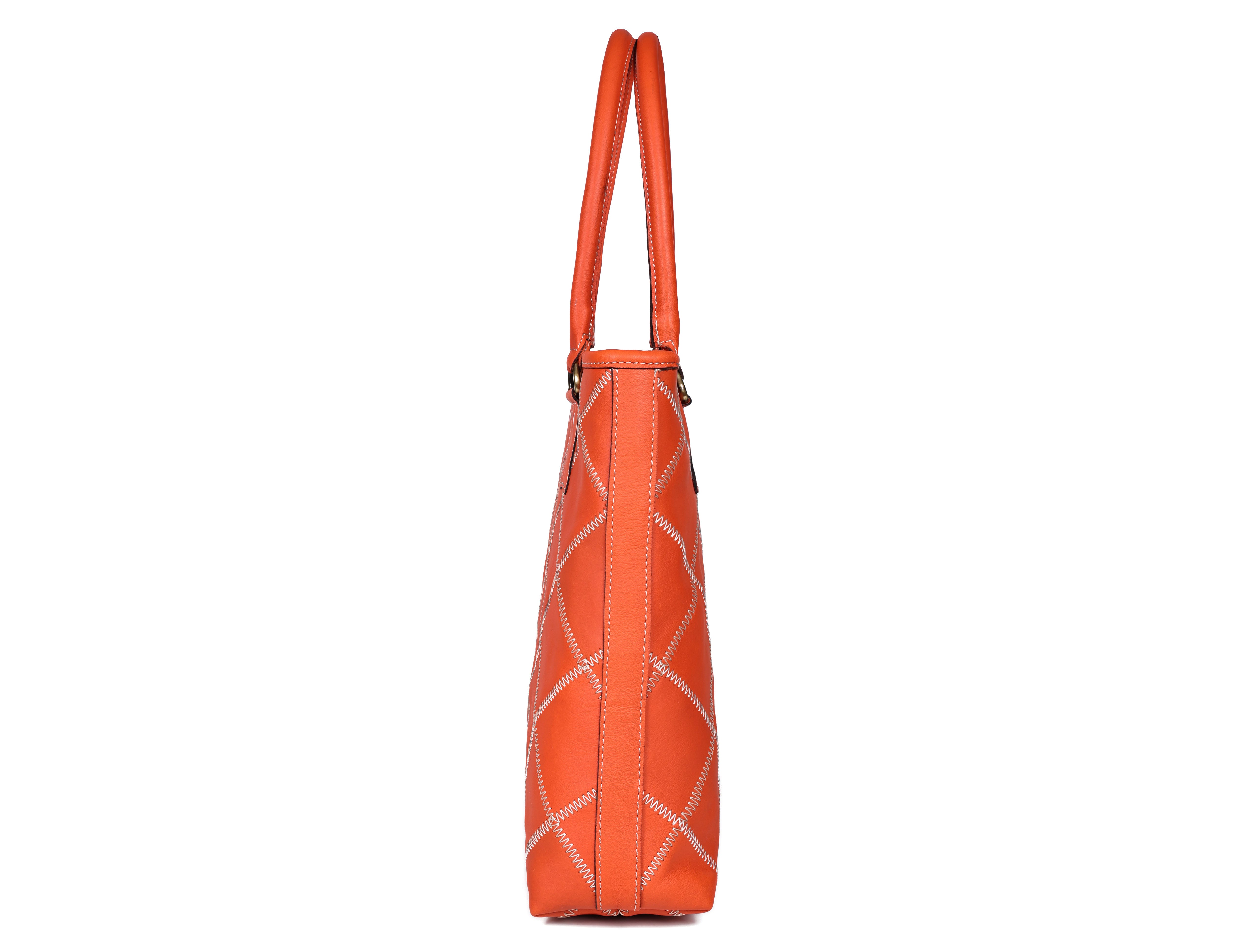 Premium Quilted Leather Tote Bag with Zip Closure & Structured Handles