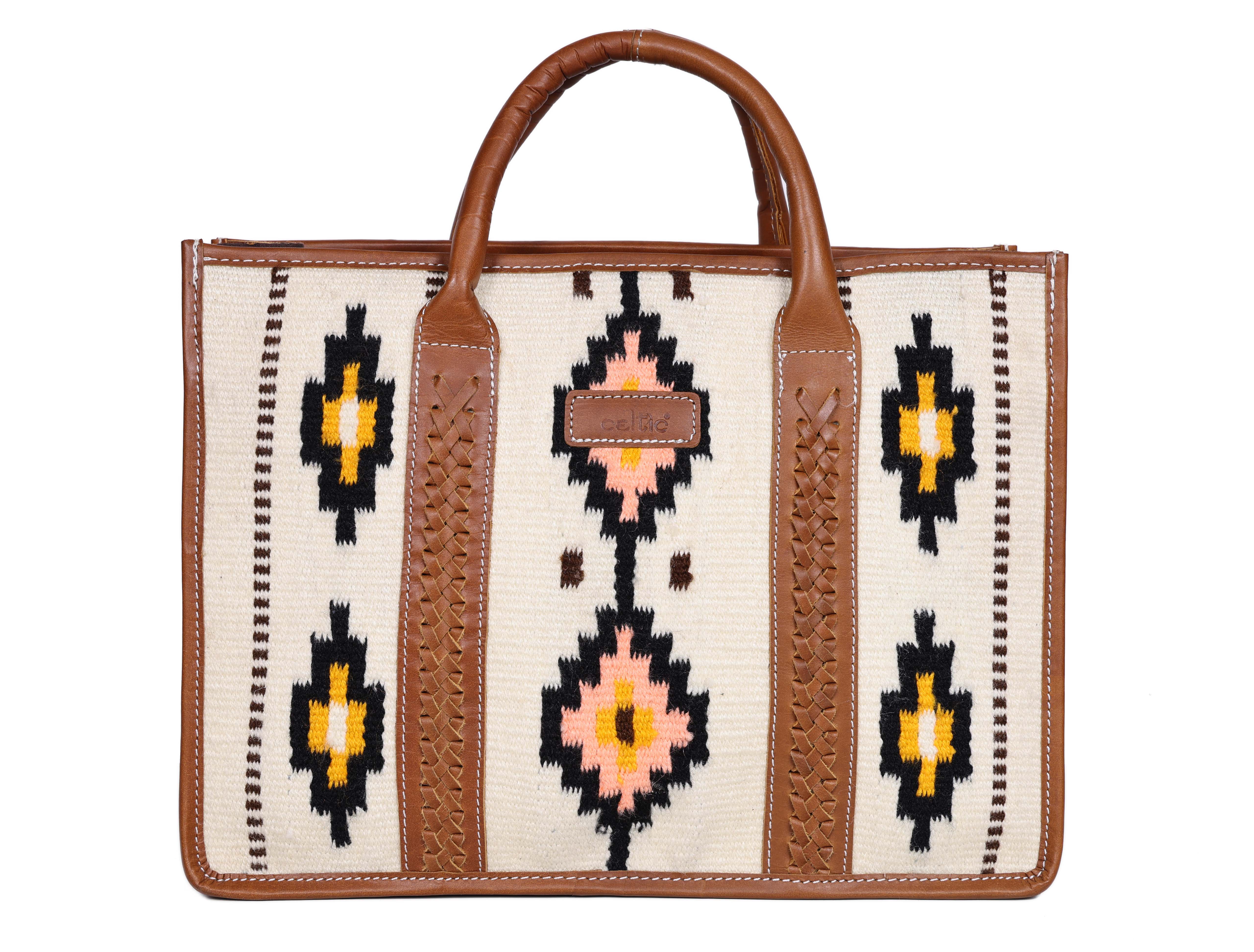 Premium Handwoven Leather Tote Bag | Spacious 2 Compartment & Zip Closure