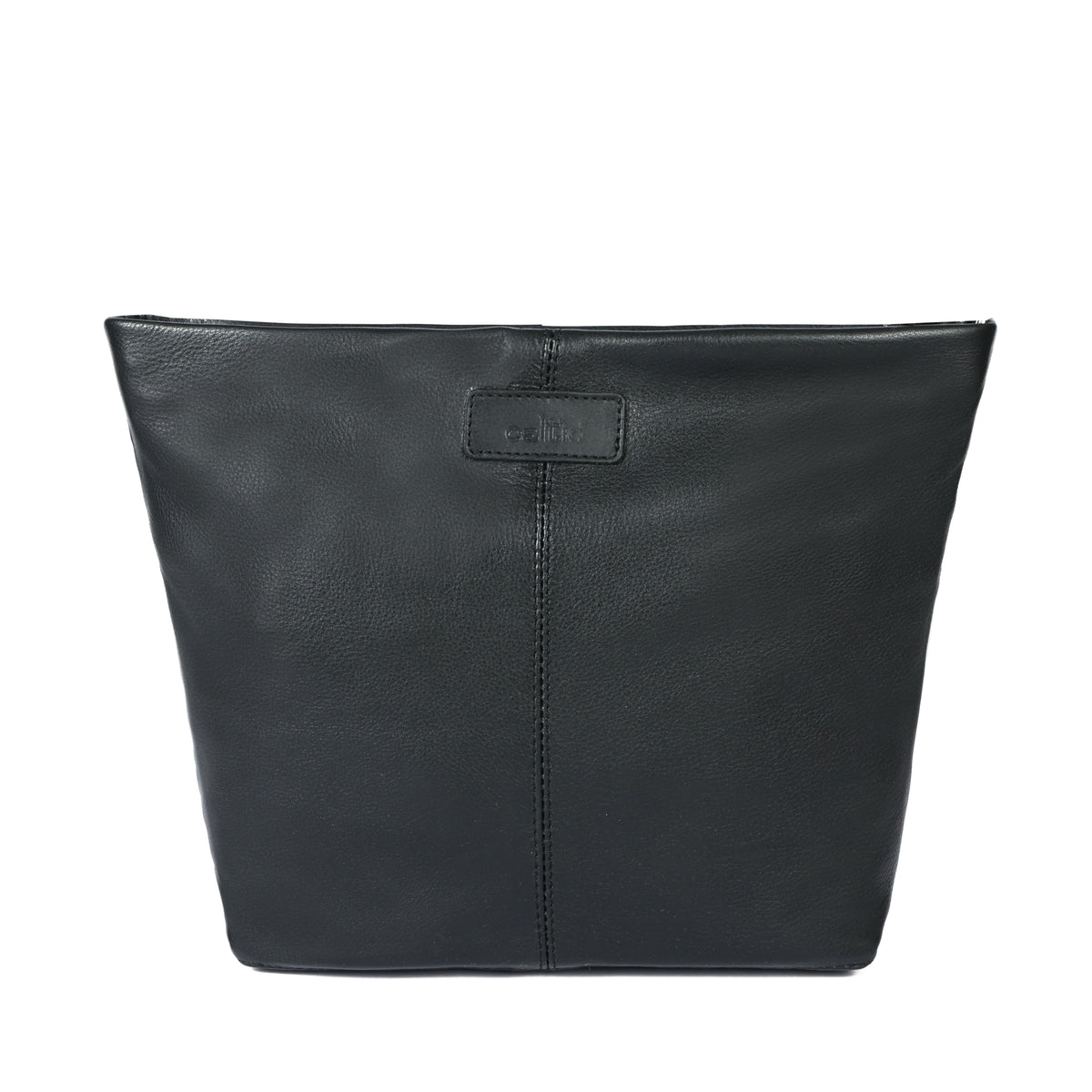 Premium Black  Leather Large Crossbody Shoulder Bag with Zip Pocket & Adjustable Strap