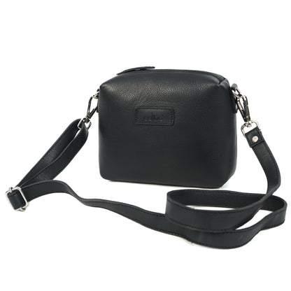 Black Leather Sling Bag with Detachable Strap – Stylish & Versatile Crossbody.BG-1625