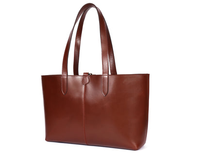 Classic Brown Leather Tote Bag - Elegance Meets Functionality. - CELTICINDIA