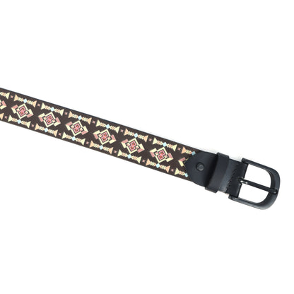 Stylish Black Printed Belt with Matte Black Buckle – Durable & Versatile for Everyday Wear.LB-892
