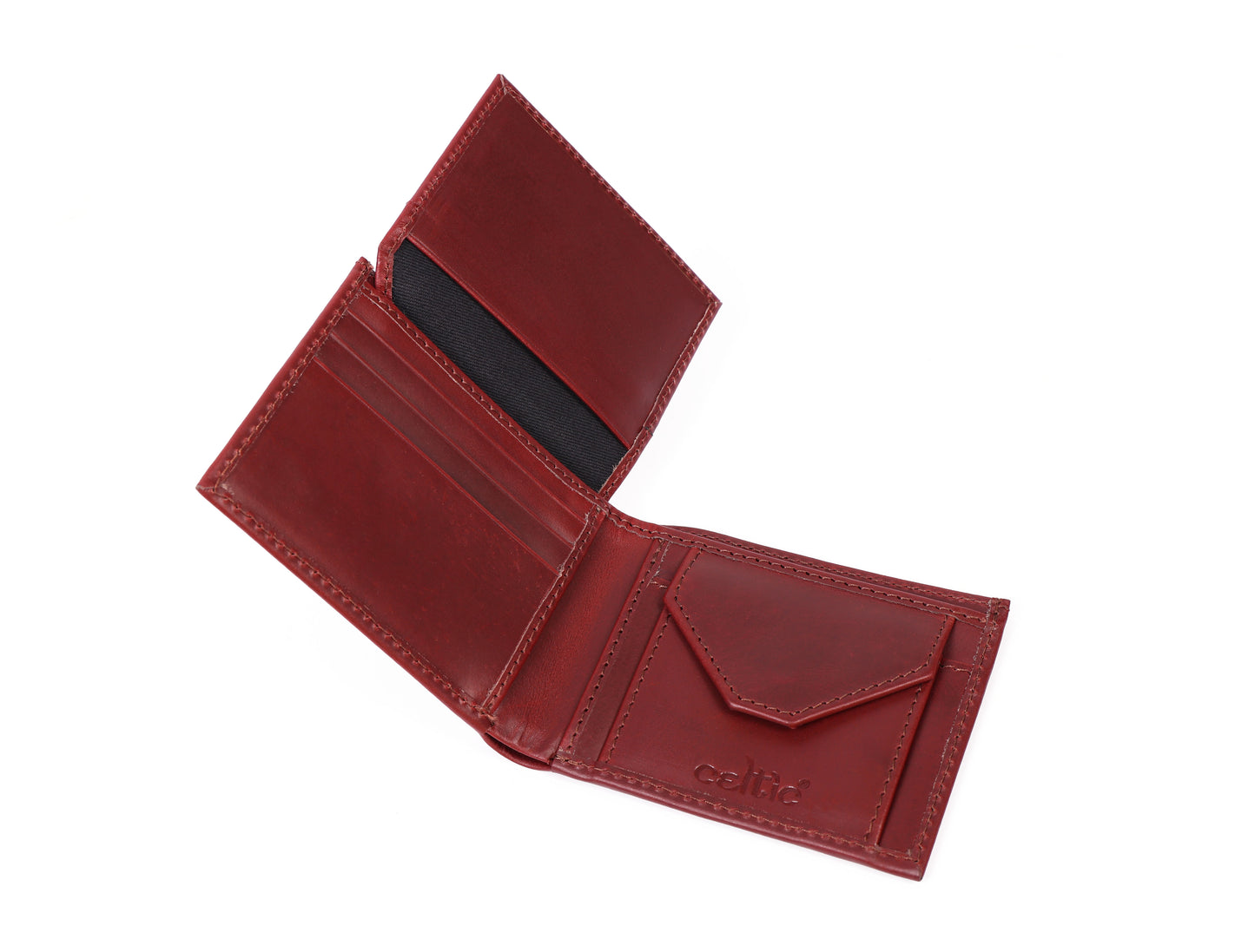 Burgundy Handmade Leather Wallet - Unique Elegance Crafted by Hand - CELTICINDIA