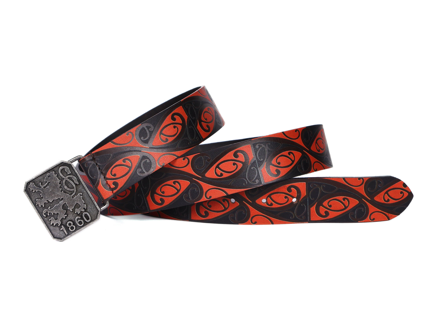 "Bold & Bright: Leather Orange Printing Belts for Statement Style" Art: LB-820