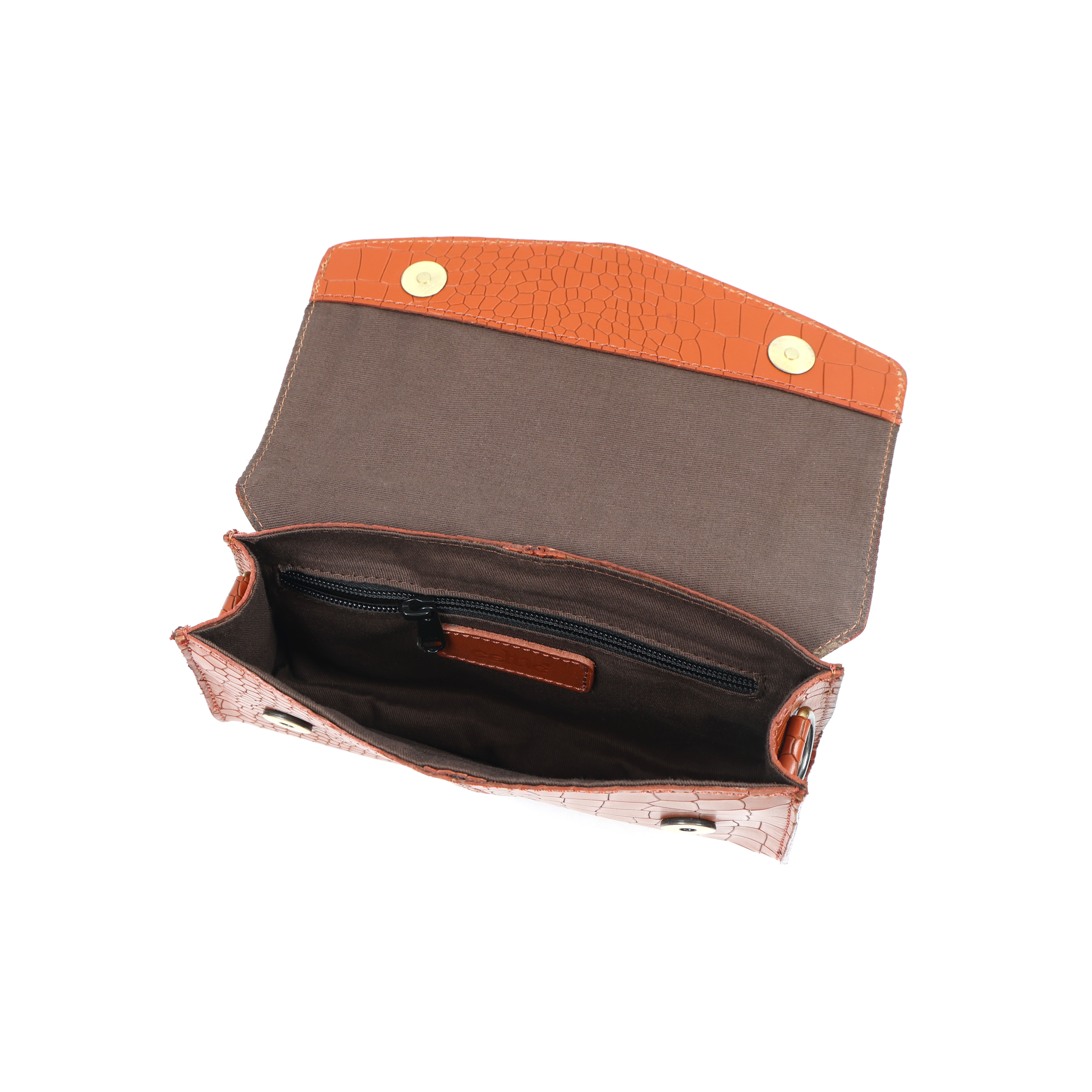 Premium Textured Leather Flap Sling Bag with Adjustable Strap & Inner Zip Pocket