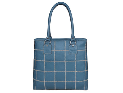 "Chic Blue Tote: Elevate Your Style with Trendy Leather Accents."  Art: BG-1518-Z