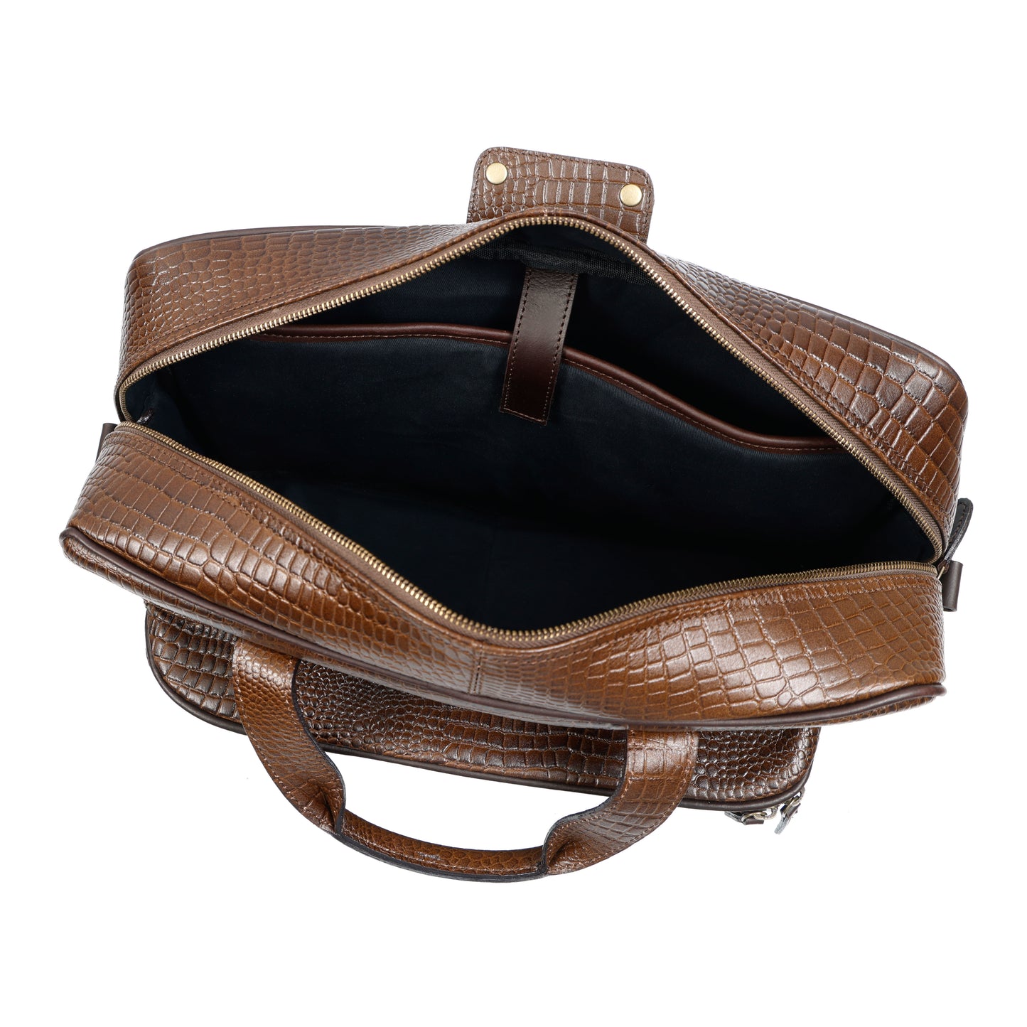Croc Textured Leather Professional Laptop & Document Bag